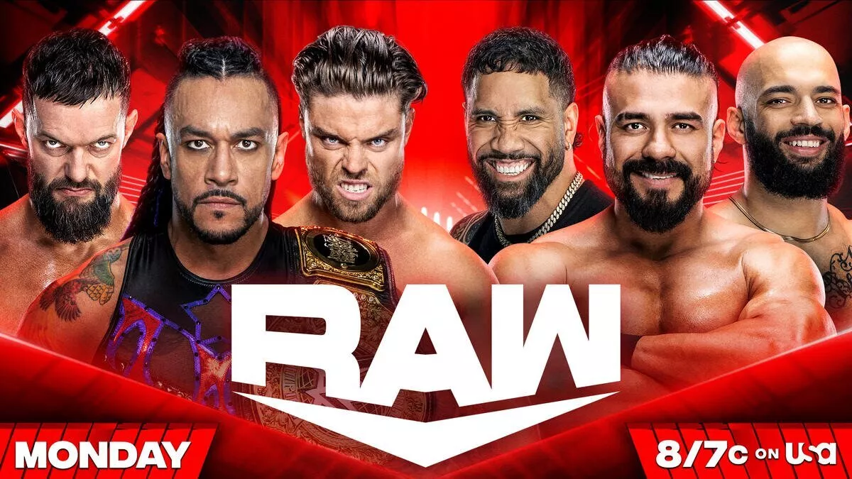 Pertandingan Tim Tag Enam Orang WWE- Jey Uso, Ricochet & Andrade vs Hari Penghakiman
