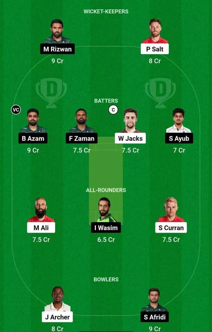 ENG vs PAK Dream11 Prediction, Dream11 Playing XI, Today Match 4