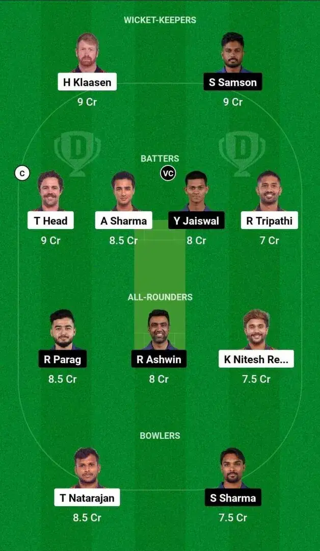 SRH vs RR Qualifier 2 IPL 2024 Dream11 Team 1