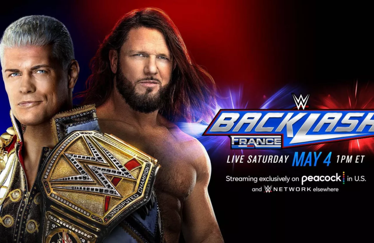 Pertandingan Kejuaraan WWE yang Tak Terbantahkan- Cody Rhodes (tengah) vs AJ Styles
