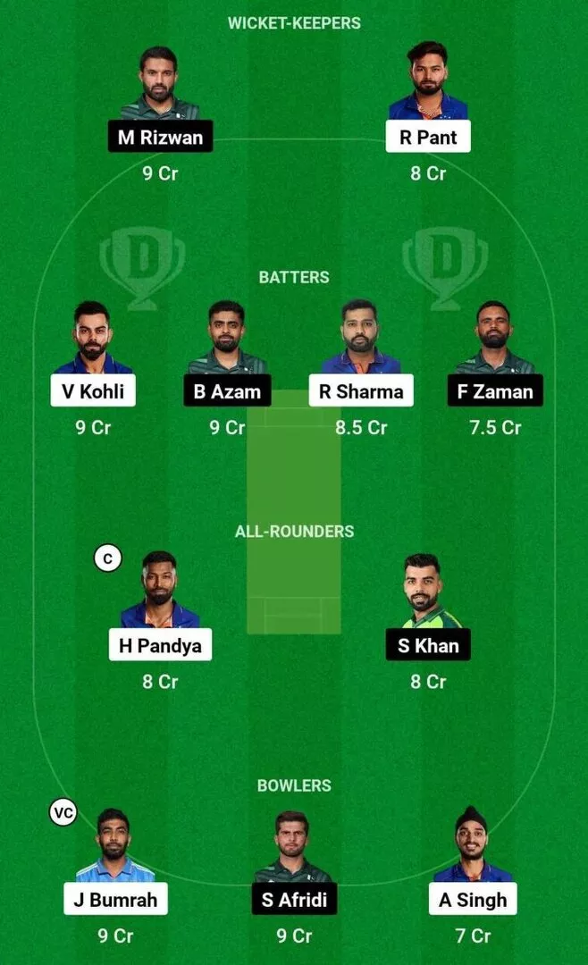 IND vs PAK T20WC 2024 Dream11 Team 1