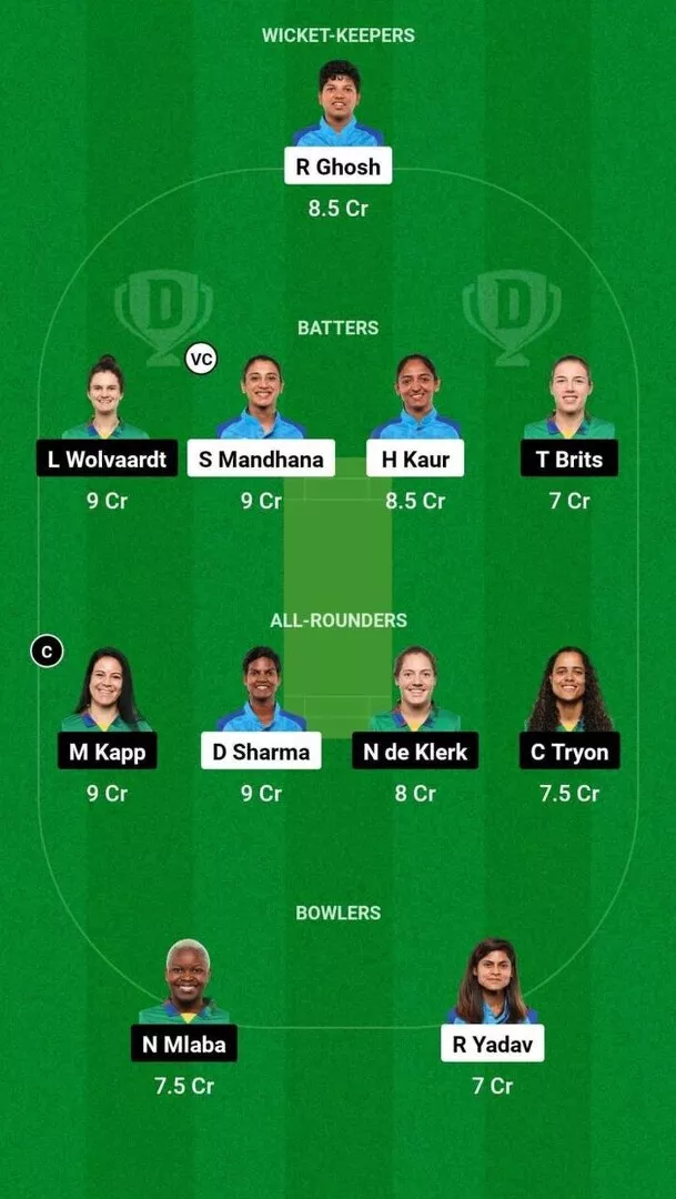 IN-W vs SA-W 2nd T20I Dream11 Team 1