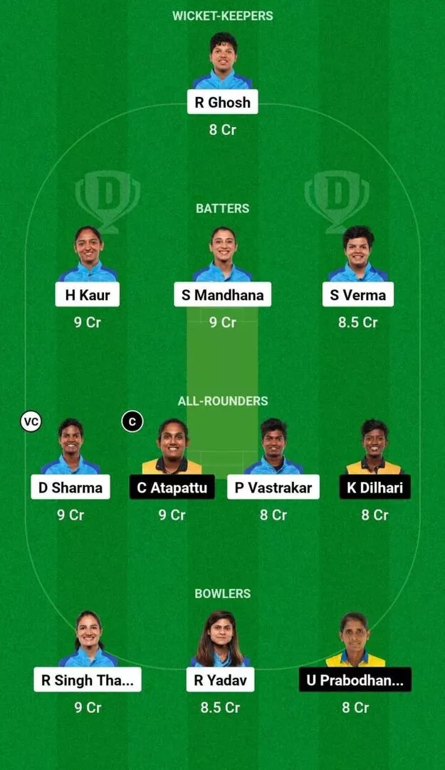 IN-W vs SL-W, ఫైనల్, Dream11 టీమ్ 1