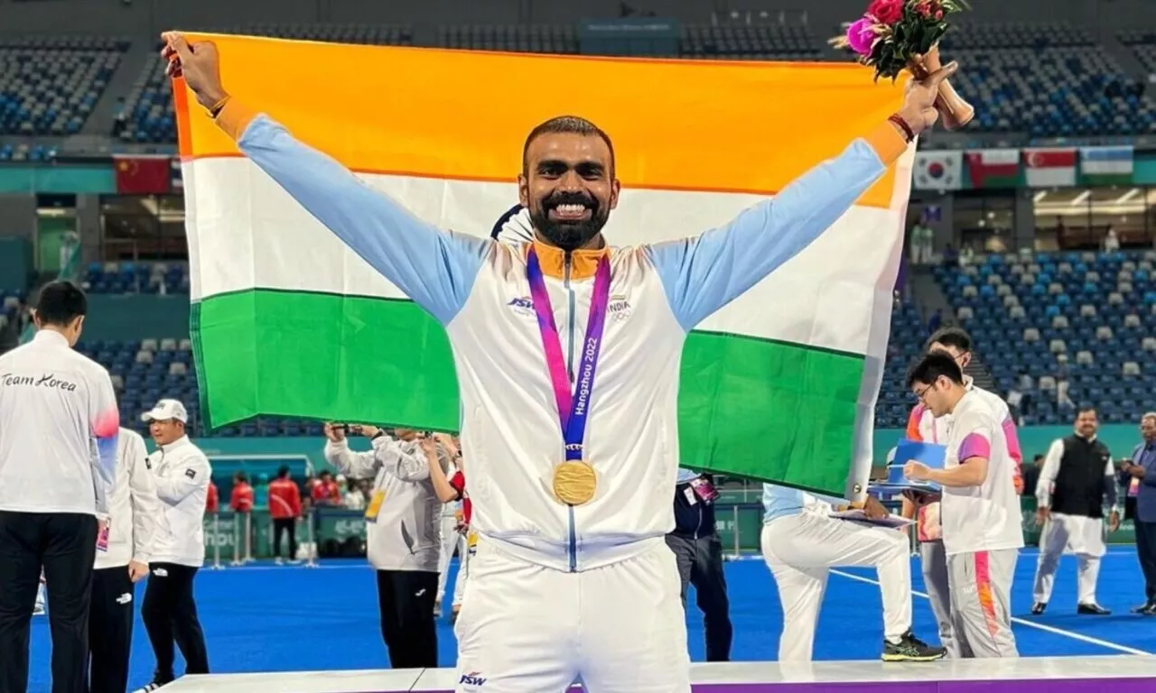 PR Sreejesh at the 2023 Asian Games.