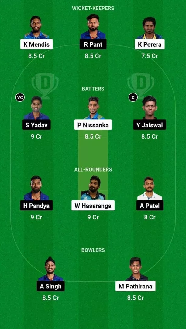 SL vs IND 3rd T20I Dream11 Team 1