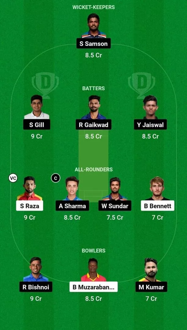 ZIM vs IND 5th T20I Dream11 Team 1