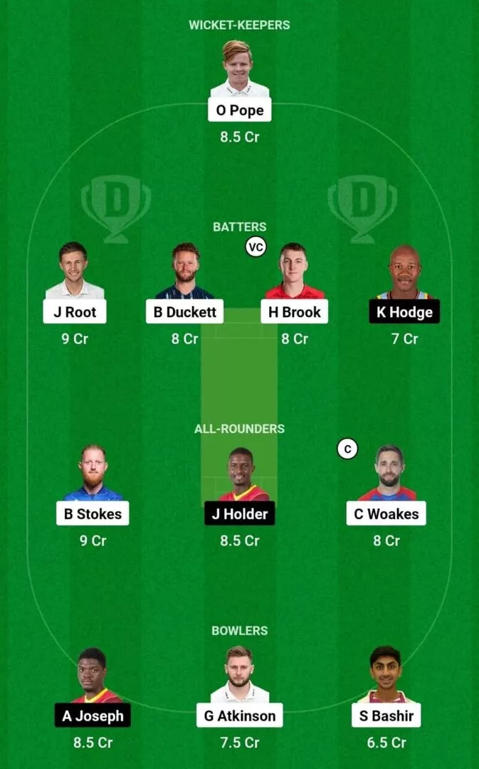 ENG vs WI 3rd Test Dream11 Team 1