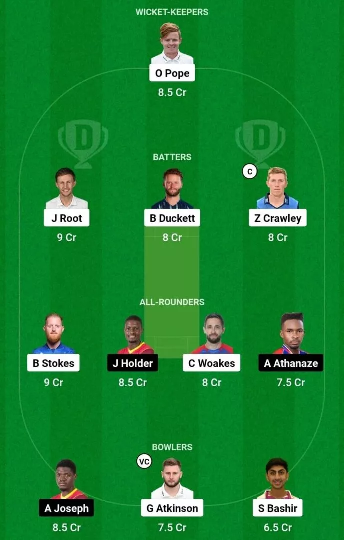 ENG vs WI 3rd Test Dream11 Team 2