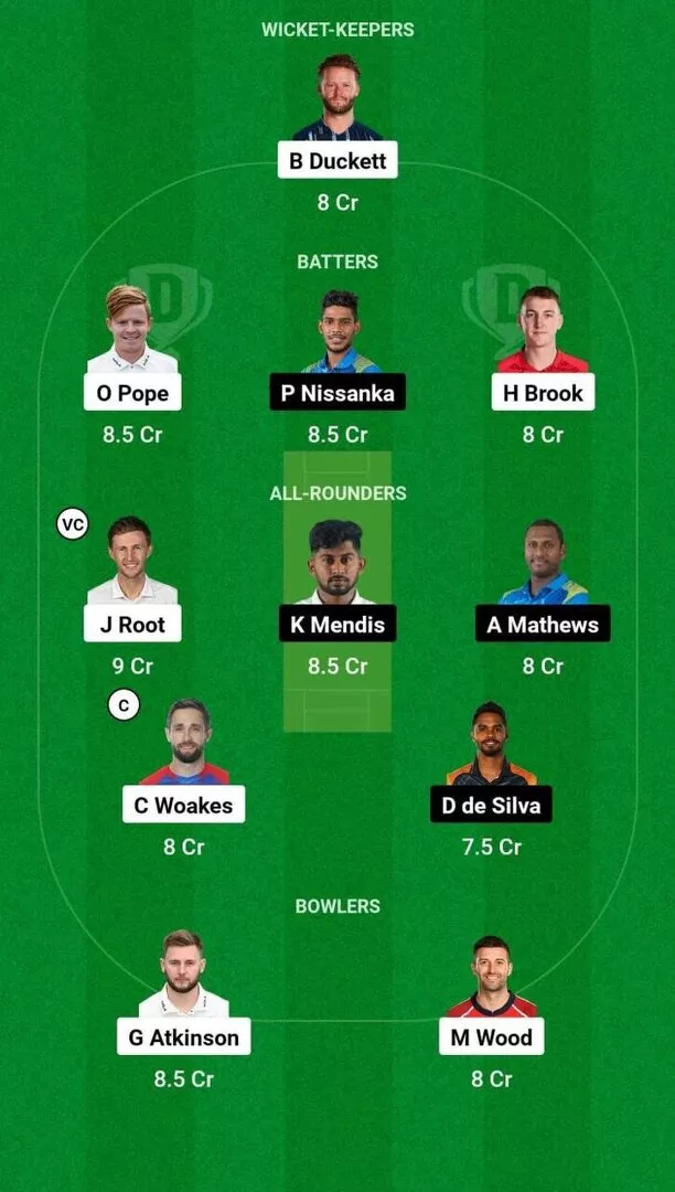 ENG vs SL 1st Test Dream11 Team 1