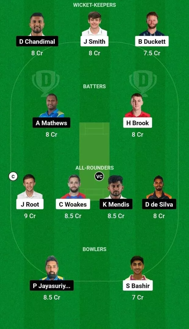 ENG vs SL 2nd Test Dream11 Team 1