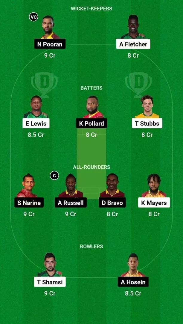 SKN vs TKR CPL 2024 Dream11 Team 2