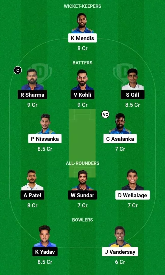 SL vs IND 3rd ODI Dream11 Team 1