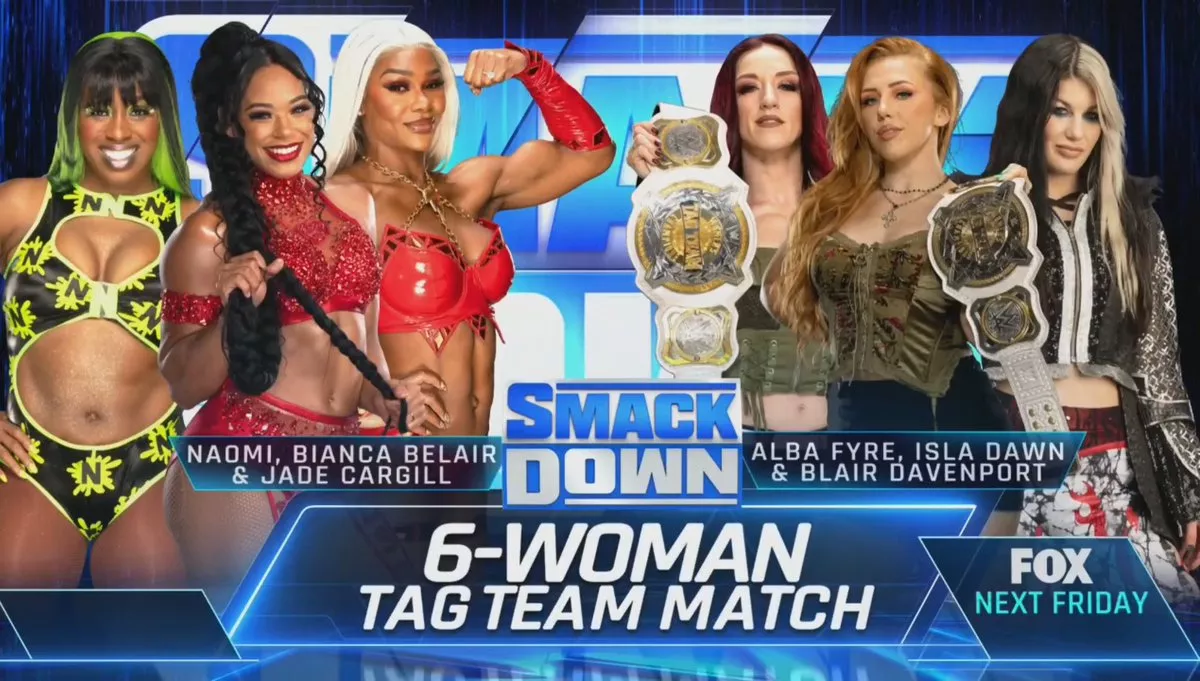 Naomi, Jade Cargill i Bianca Belair x Blair Davenport, Alba Fyre i Isla Dawn