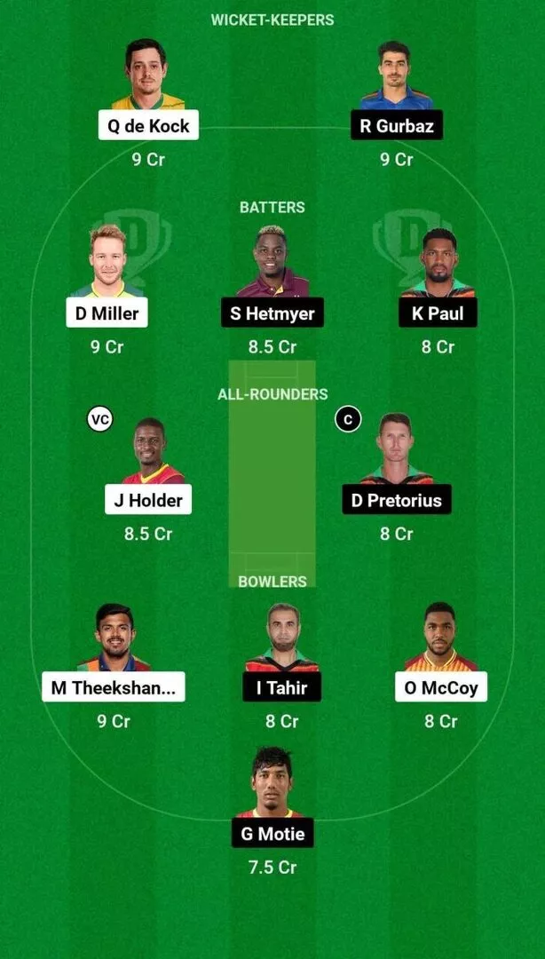 BR vs GUY CPL 2024 Dream11 Team 1