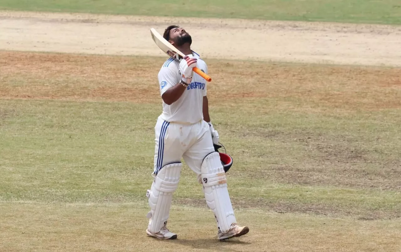 Rishabh Pant celebrates his sixth test hundred