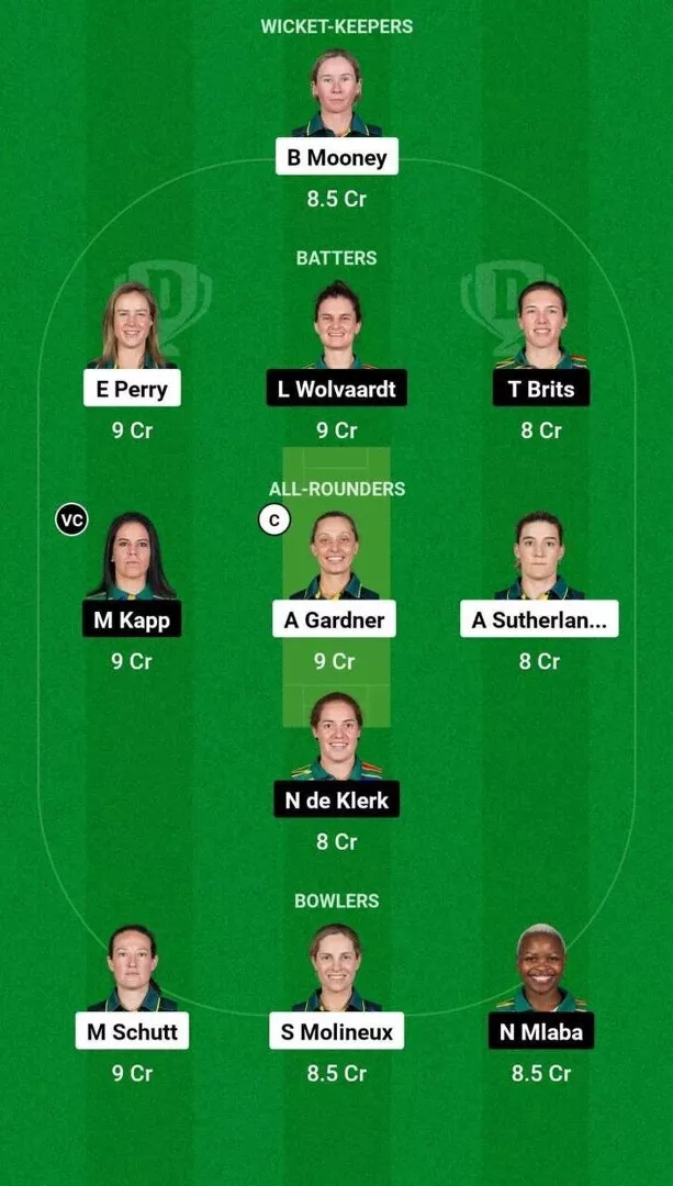 AU-W v SA-W 1.ª semifinal Dream11 equipo 2