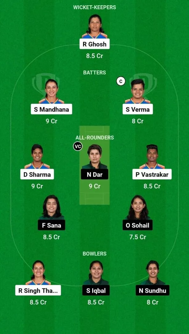 IN-W vs PK-W المباراة 7 فريق Dream11 2