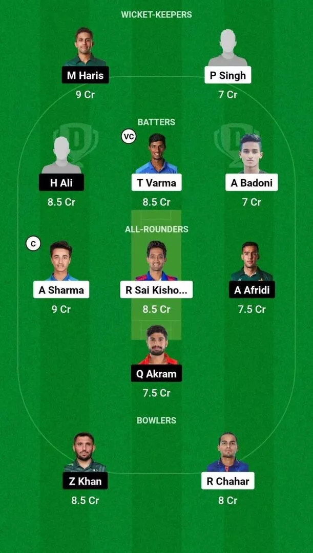 IND-A vs PK-A Match 4 Dream11 Team 1