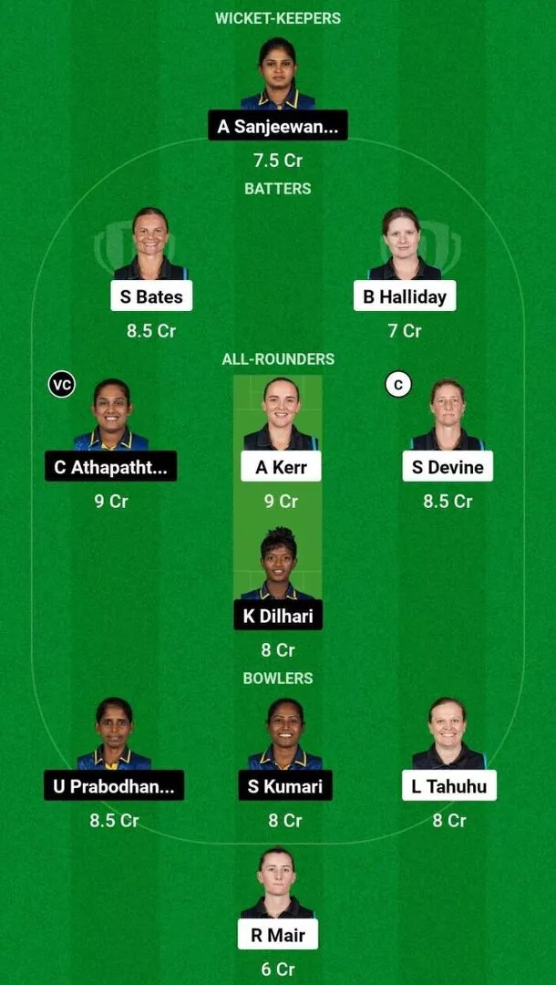 NZ-W gegen SL-W Match 15 Dream11 Teams 2