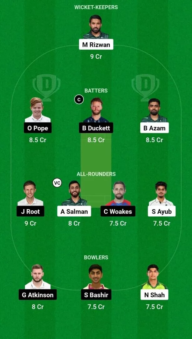 PAK vs ENG 1st Test Dream11 Team 2