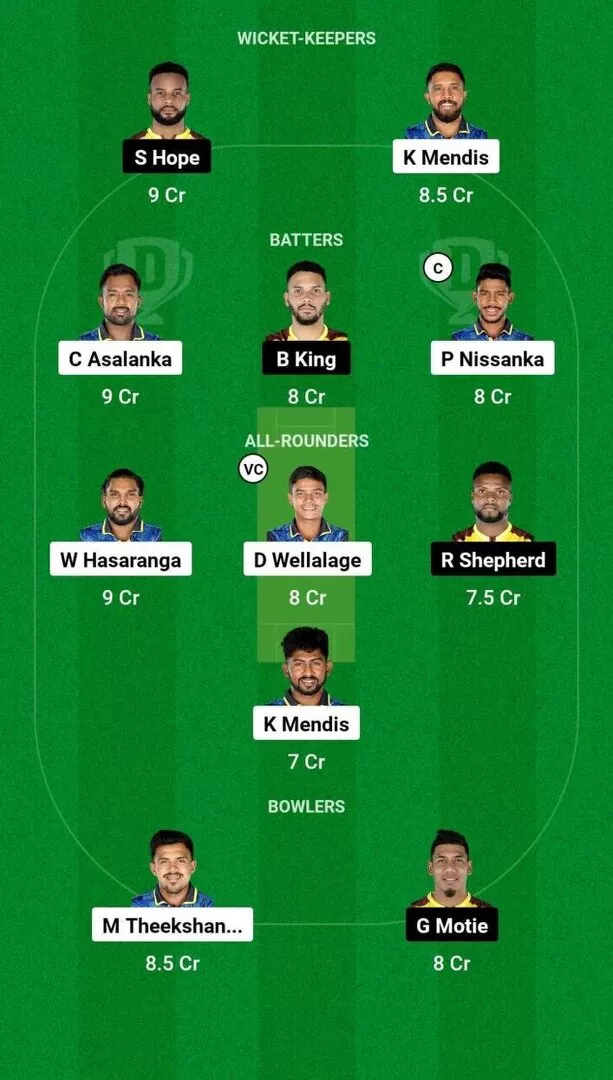 SL vs WI 1st ODI Dream11 Team 2