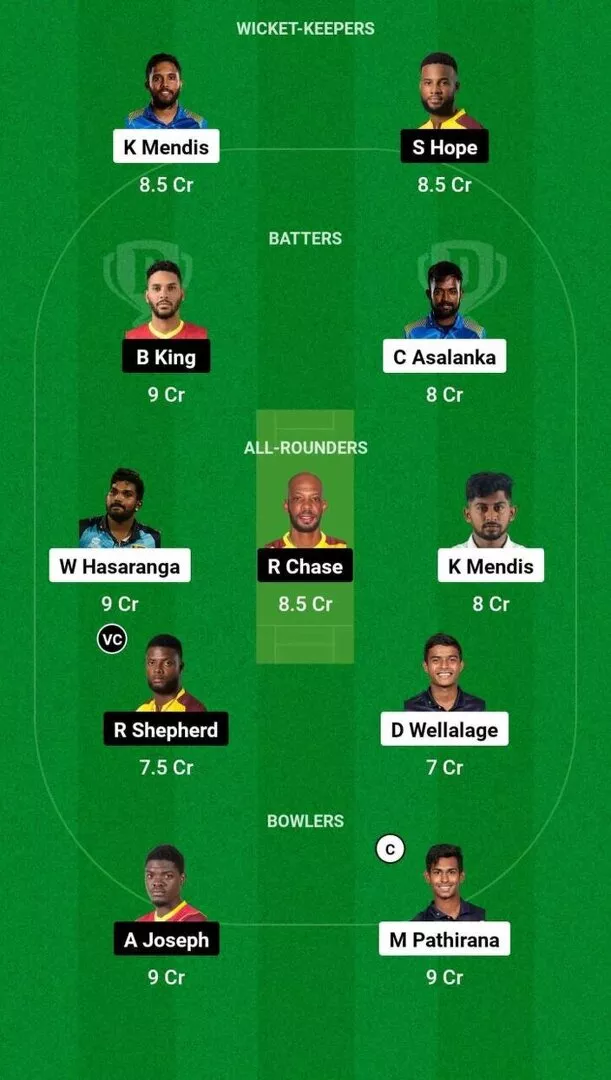 SL vs WI 2nd T20I Dream11 Team 2