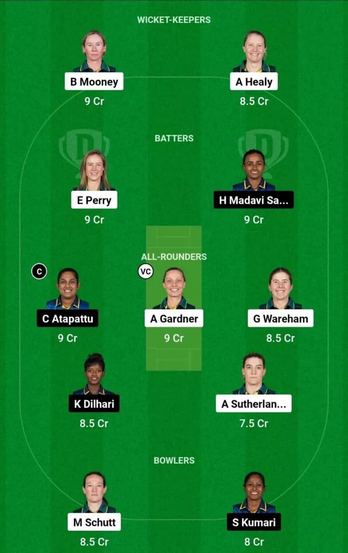 AU-W vs SL-W Match 5 Dream11 Team 1