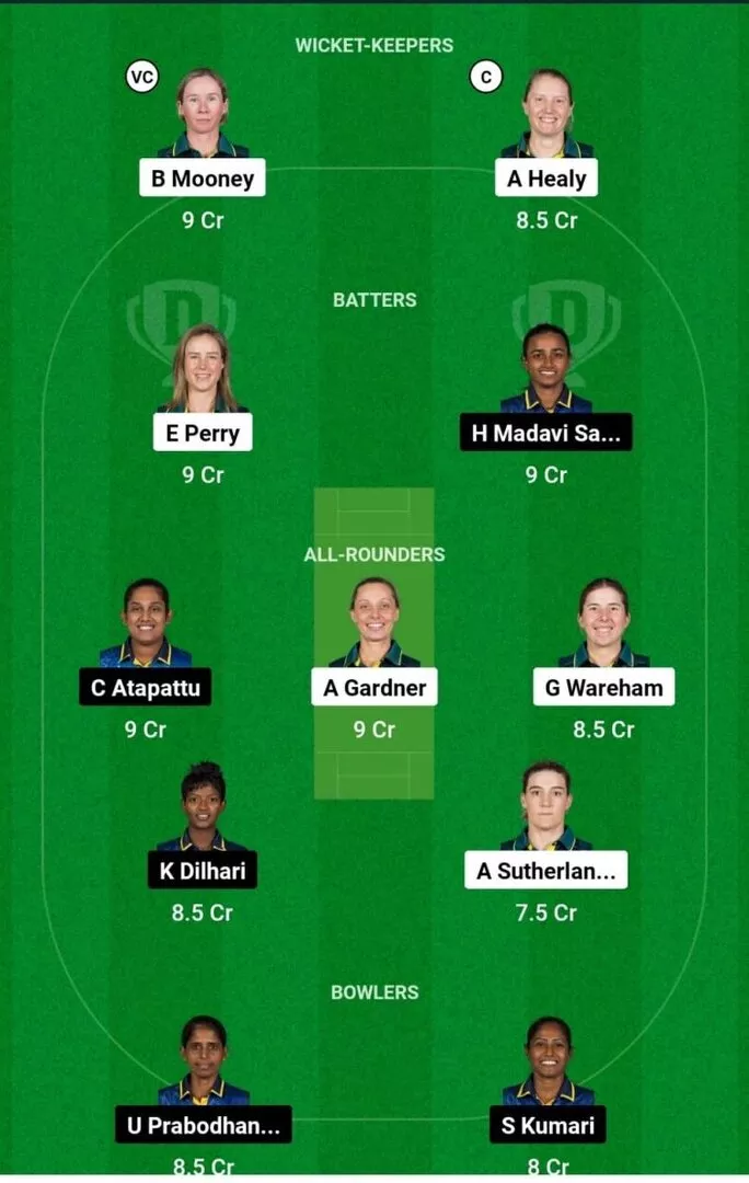 AU-W vs SL-W Partido 5 Dream11 Equipo 2