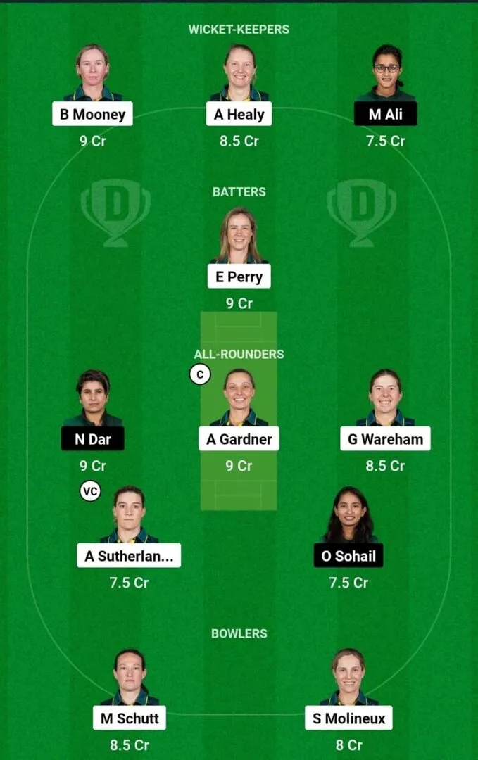 AU-W vs PK-W Match 14 Dream11 Team 1