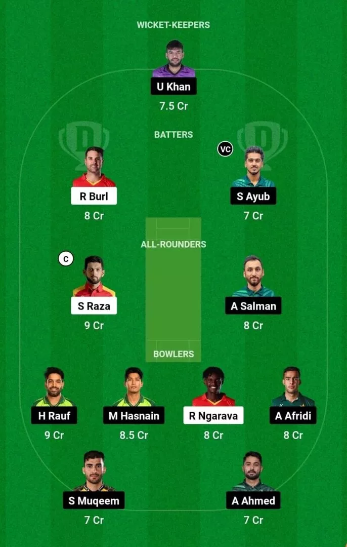 ZIM vs PAK 1st T20I 2024 Dream11 Team 1