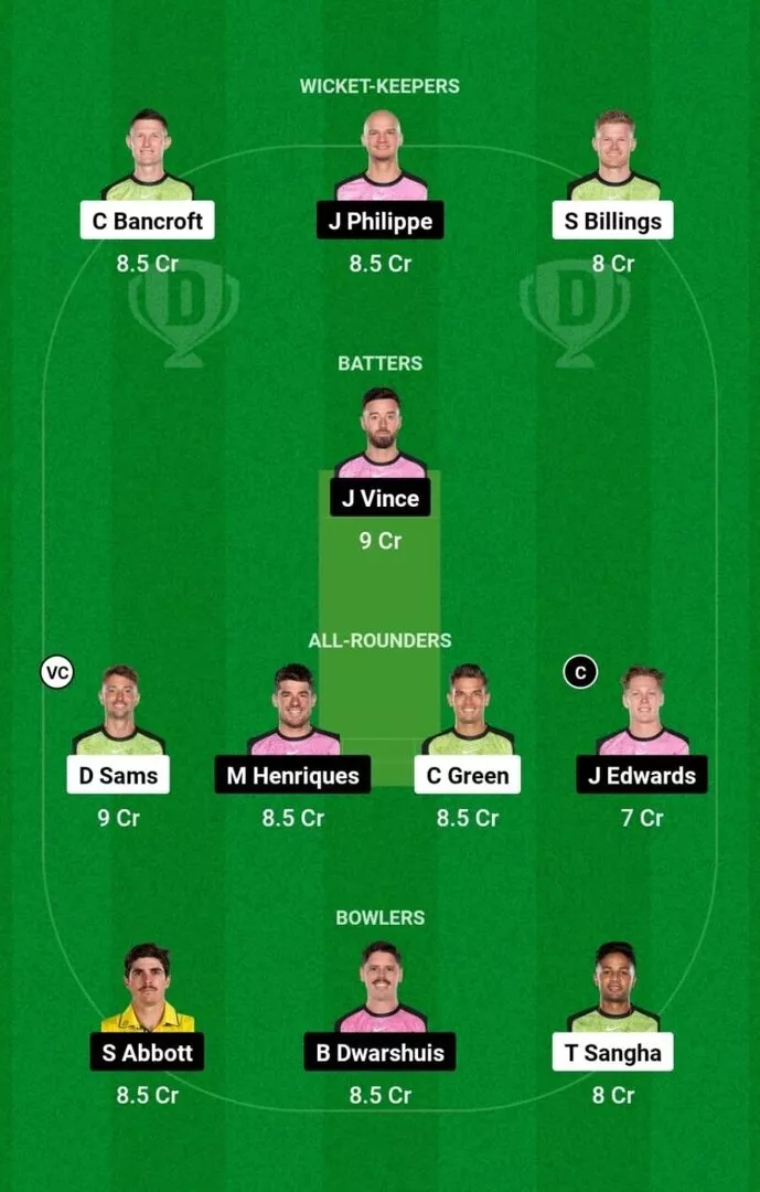 SIX vs THU  BBL 2024-25 Dream11 Team 1