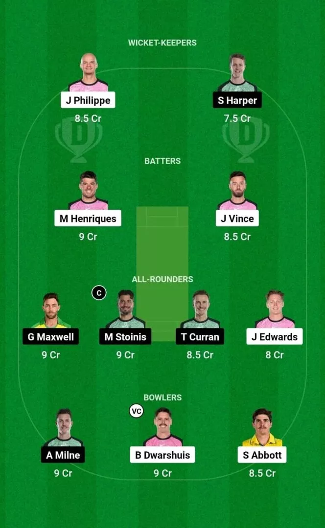 SIX vs STA Match 11 BBL 2024-25 Team 1