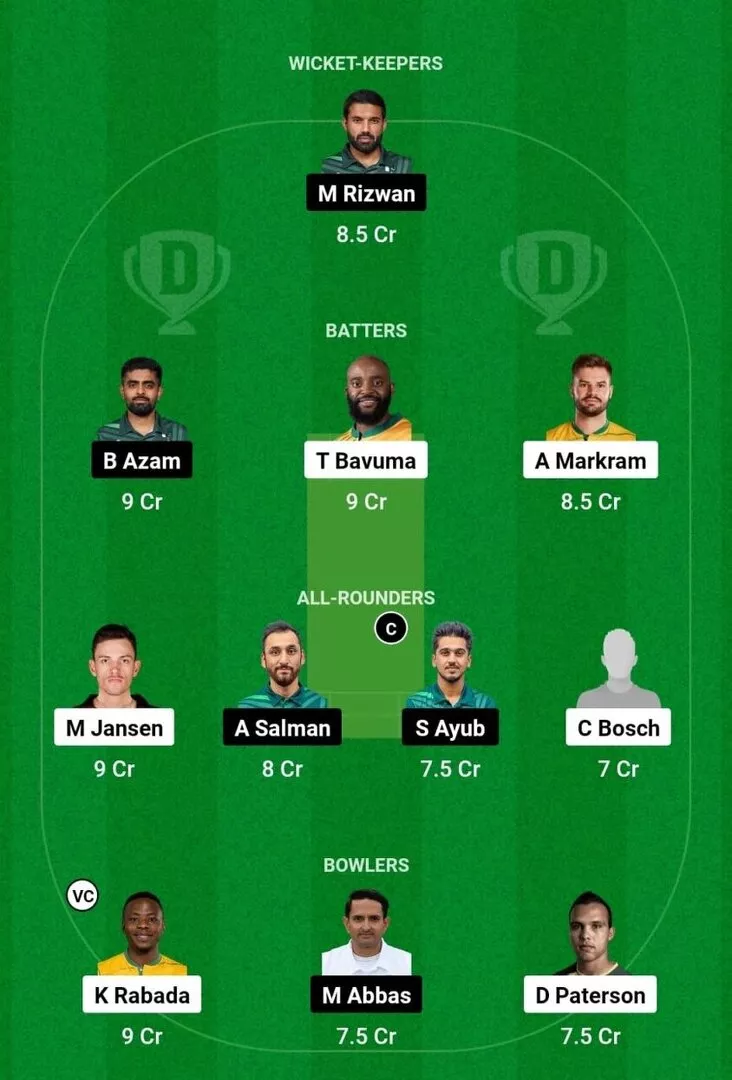 SA vs PAK 2nd test 2024 Dream11 Team 1