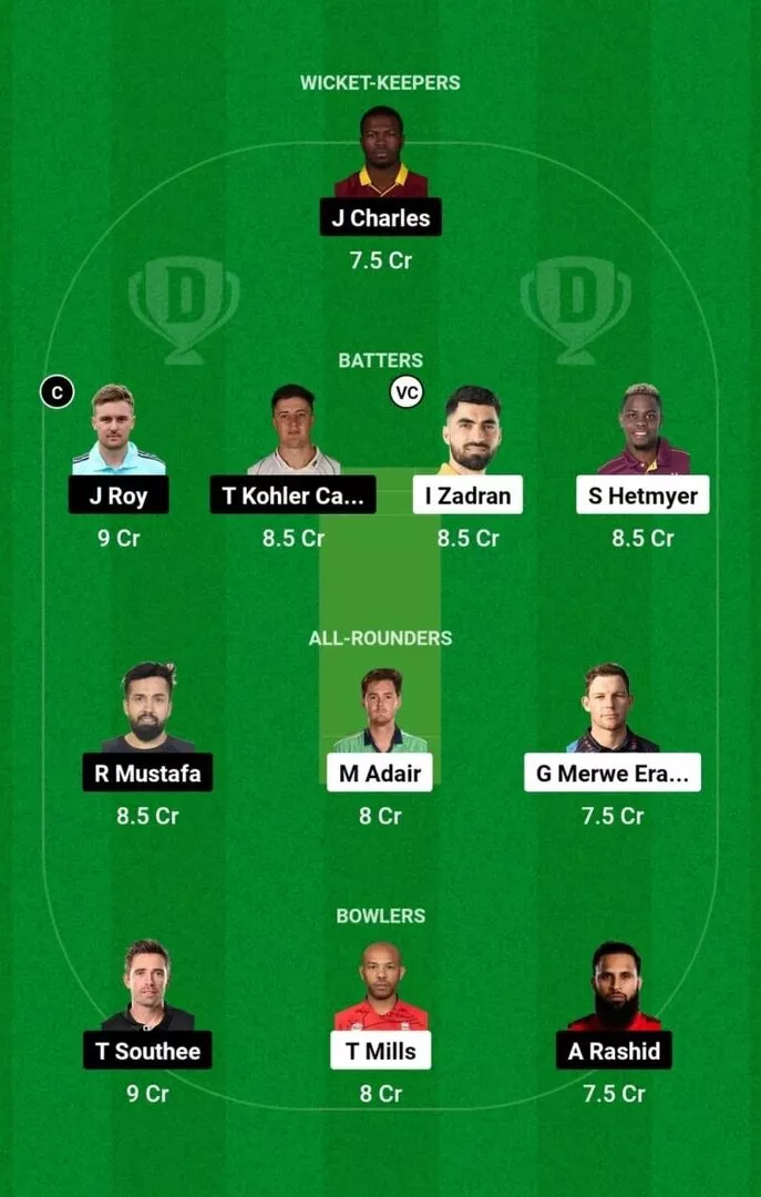 GG vs SWR ILT20 2025 Dream11 Team 1