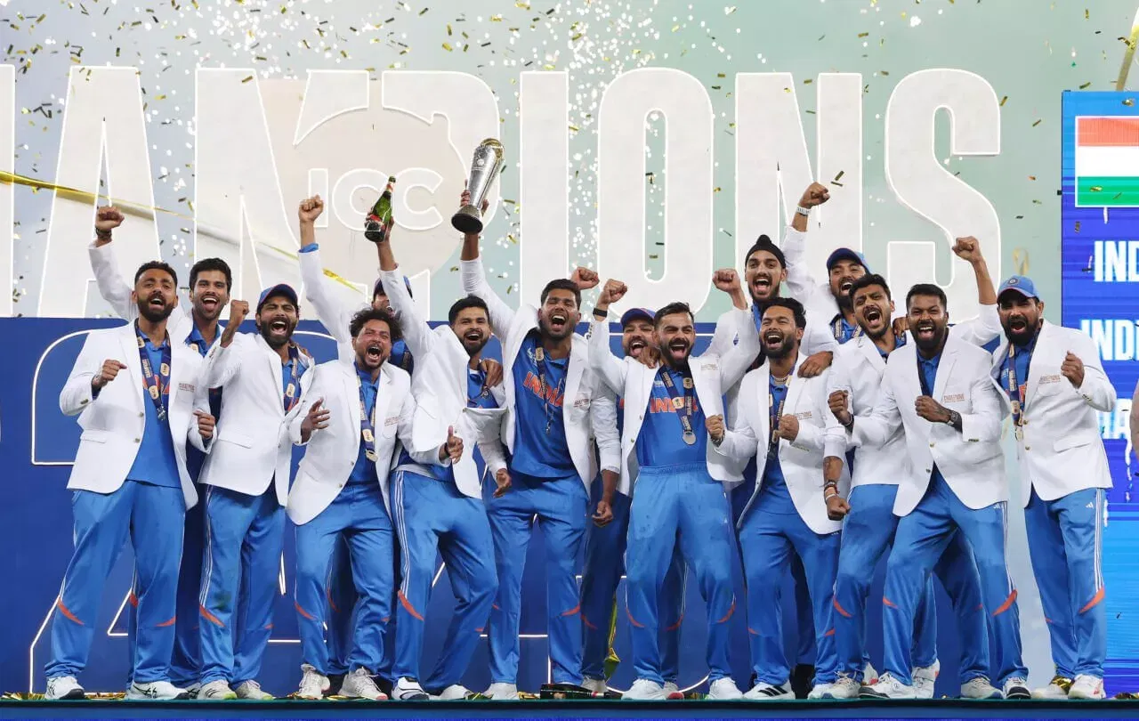 Indian Cricket Team celebrate after winning ICC Champions Trophy 2025
