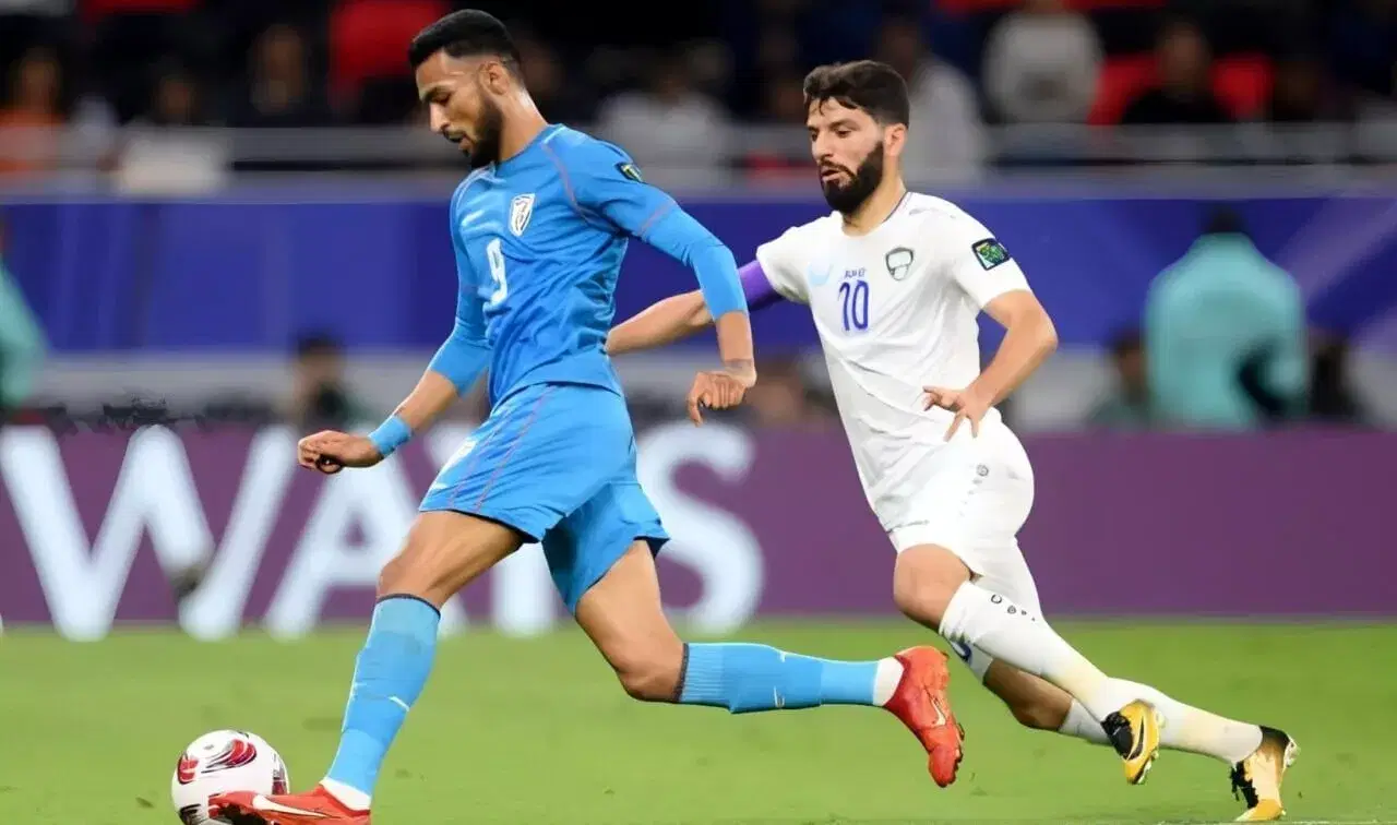 Manvir Singh from Indian Football Team in action