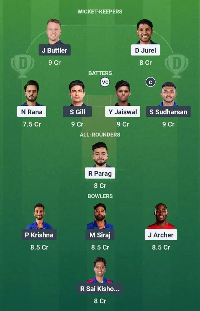 RR vs GT Dream11 Prediction, Dream11 Playing XI, Today Match 47, IPL 2025 (Indian T20 League)