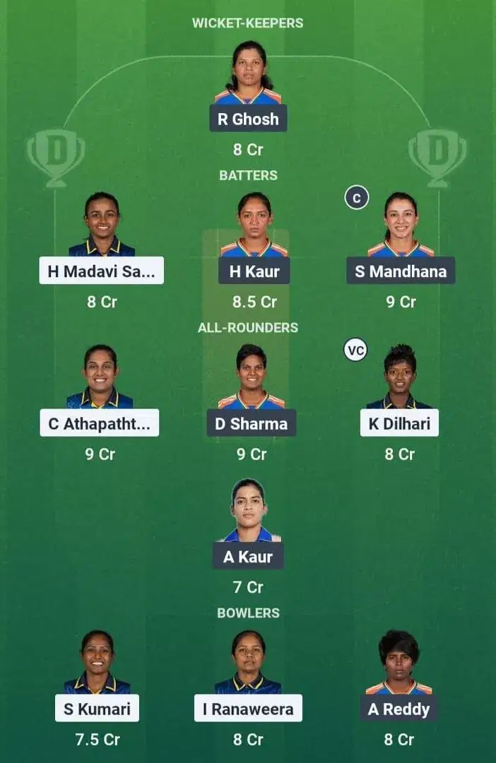 SL-W vs IN-W Dream11 Prediction, Dream11 Playing XI, Today Match 1, Sri Lanka Womens Tri-Nation Series 2025