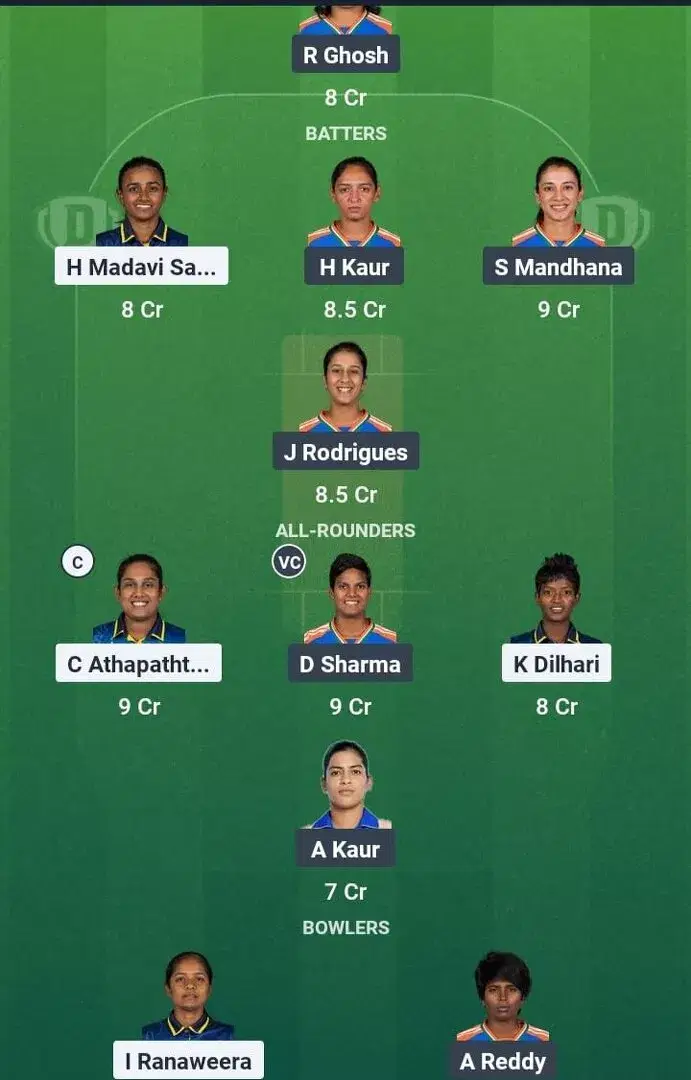 SL-W vs IN-W Dream11 Prediction, Dream11 Playing XI, Today Match 1, Sri Lanka Womens Tri-Nation Series 2025