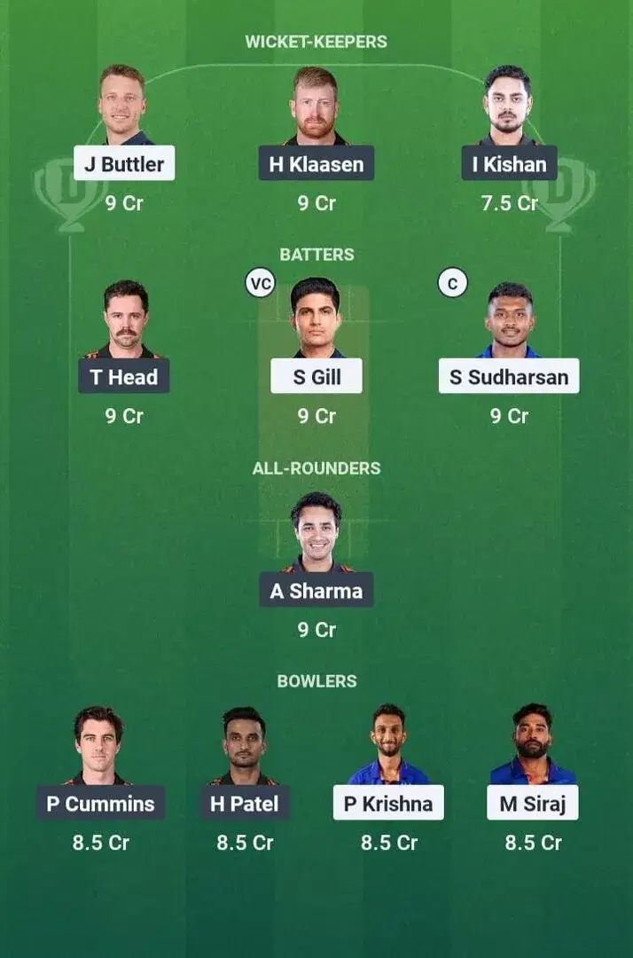 GT vs SRH Dream11 Prediction, Dream11 Playing XI, Today Match 51, IPL 2025 (Indian T20 League)
