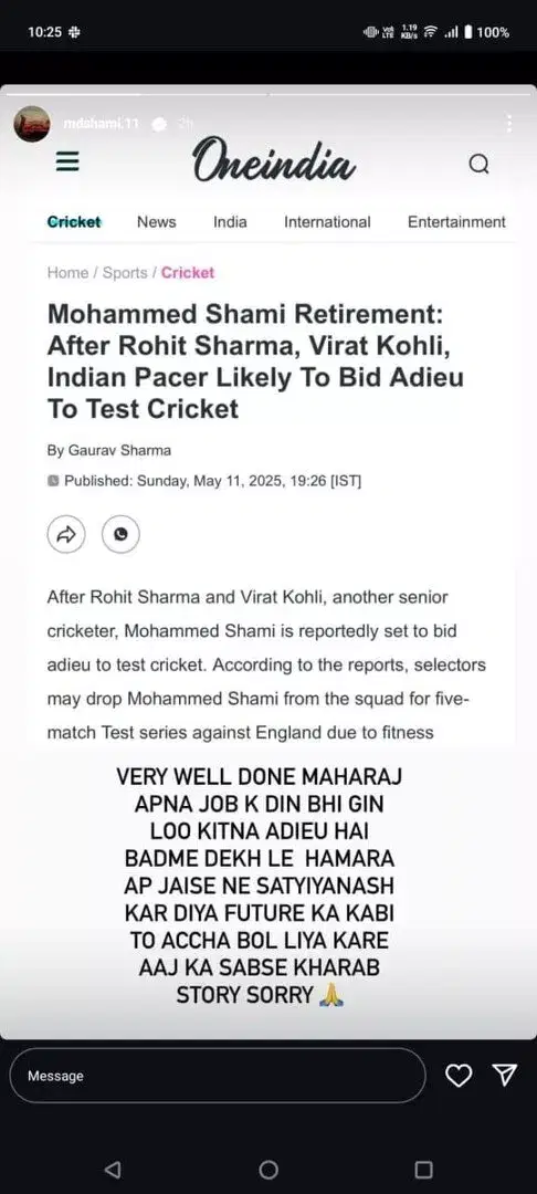 Mohammed Shami rubbishes retirement rumours; Slams media portals