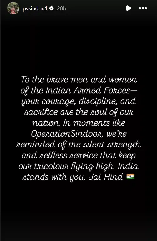 PV Sindhu Insta Story