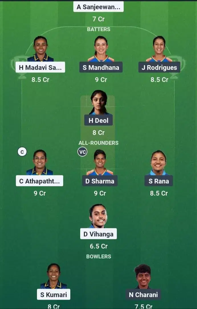 Réamh-mheastachán SL-W vs In-W Dream11, Dream11 ag seinm XI, inniu deiridh, Sri Lanca Sraith ODI TRI na mBan 2025 2025