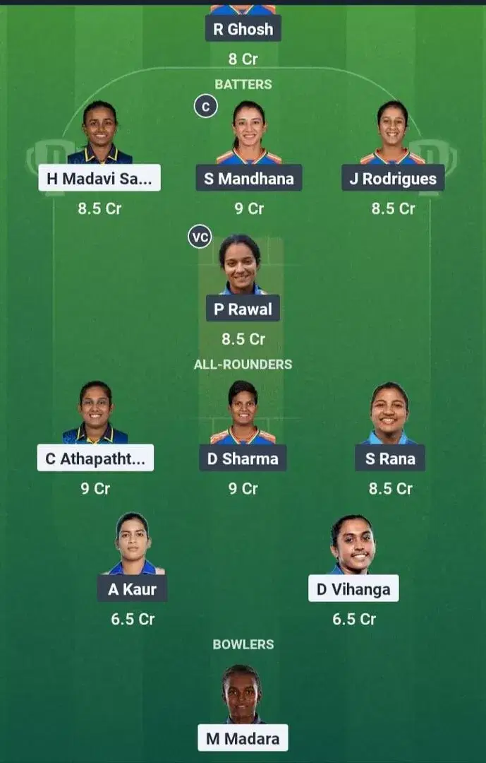 Réamh-mheastachán SL-W vs In-W Dream11, Dream11 ag seinm XI, inniu deiridh, Sri Lanca Sraith ODI TRI na mBan 2025 2025