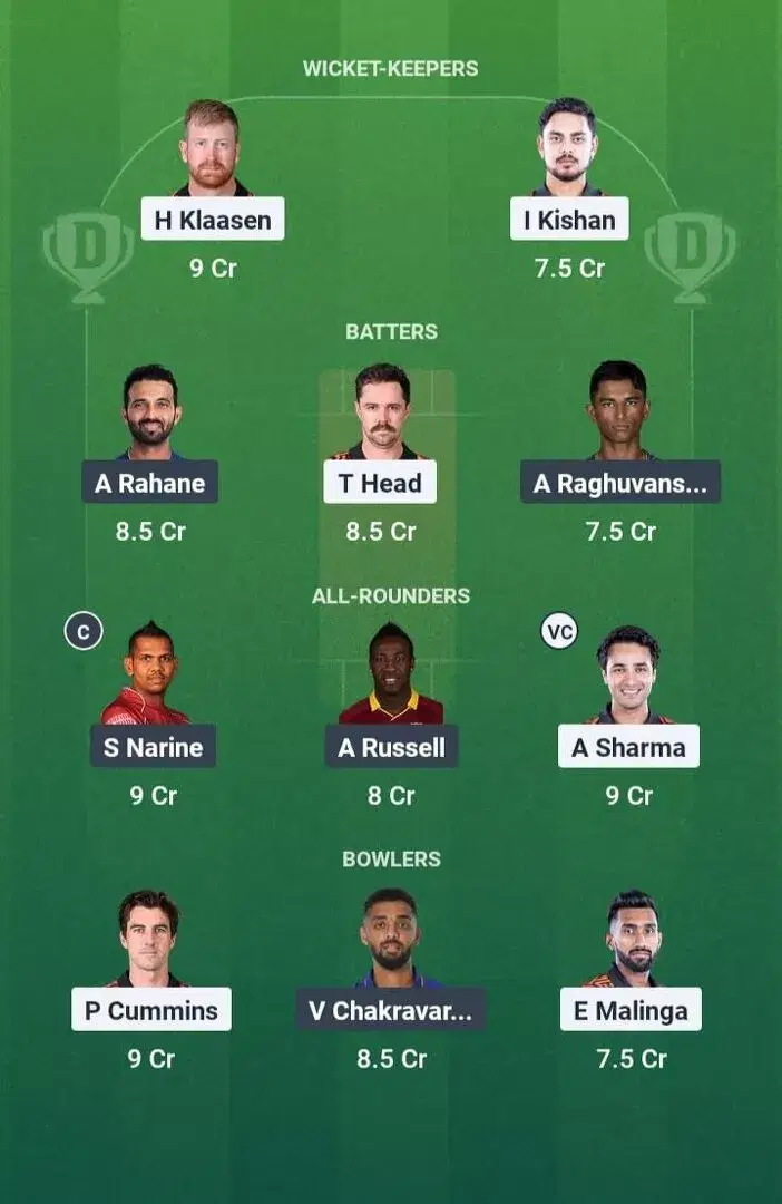 SRH vs KKR Dream11 Prediction, Dream11 Playing XI, Today Match 68, IPL 2025 (Indian T20 League)