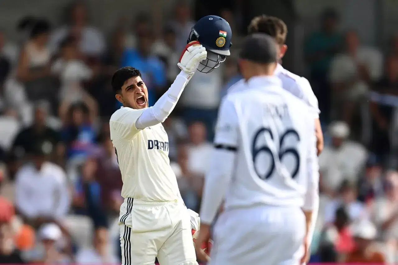 Shubman Gill celebrates hundred on his test captaincy debut