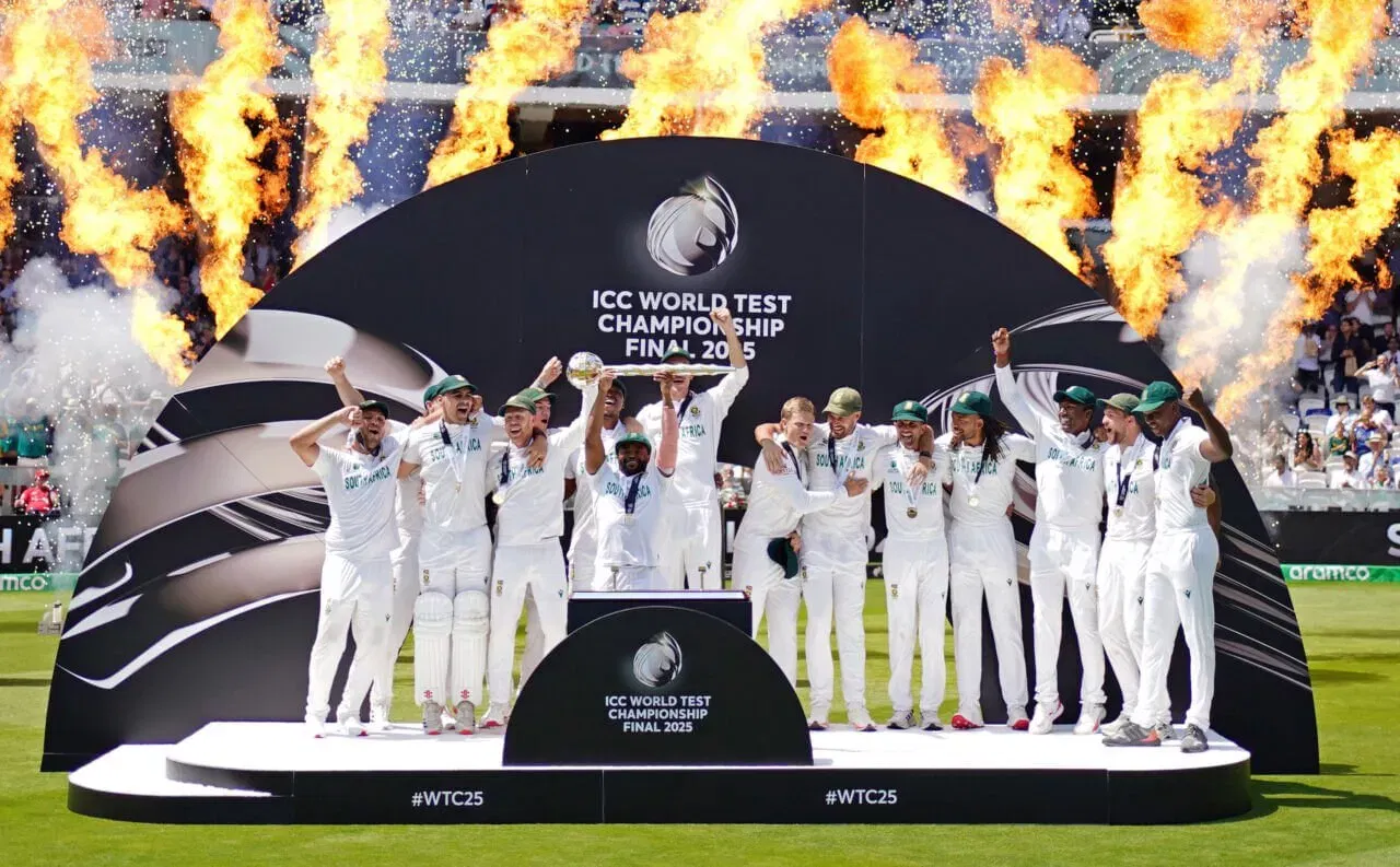 South Africa, South Africa celebrate after winning ICC WTC 2023-25 final against Australia, test cricket,