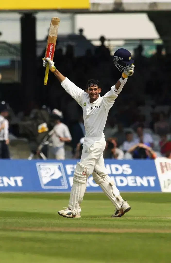 Ajit Agarkar celebrates his test hundred at the Lord's