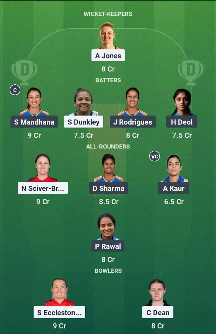 EN-W vs IN-W Dream11 Prediction, Best Dream11 Playing XI, Today Match 2nd ODI, England Women vs India Women ODI series 2025