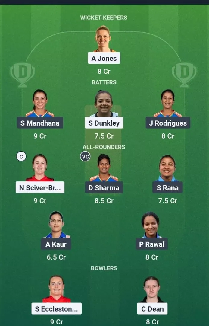 EN-W vs IN-W Dream11 Prediction, Best Dream11 Playing XI, Today Match 2nd ODI, England Women vs India Women ODI series 2025